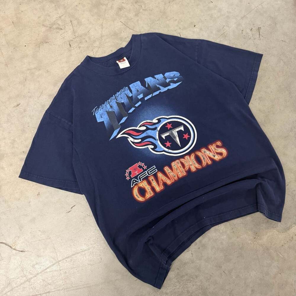Cotton Park Tennessee Titans AFC Champions Size XL Navy Blue T-Shirt